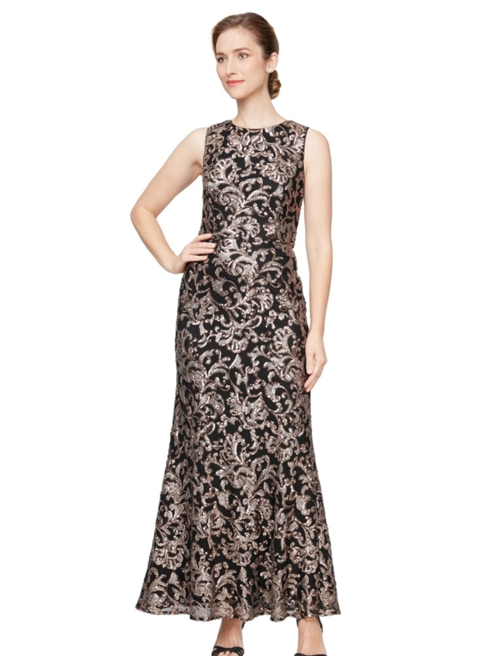 Alex Evenings Women's Long Sleeveless  Special Occasion Dress,